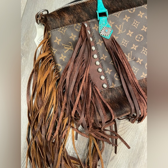 Leather handbag Holy Cow Couture Fringe Cowhide purse LV Vuitton handmade HCC - Picture 8 of 10